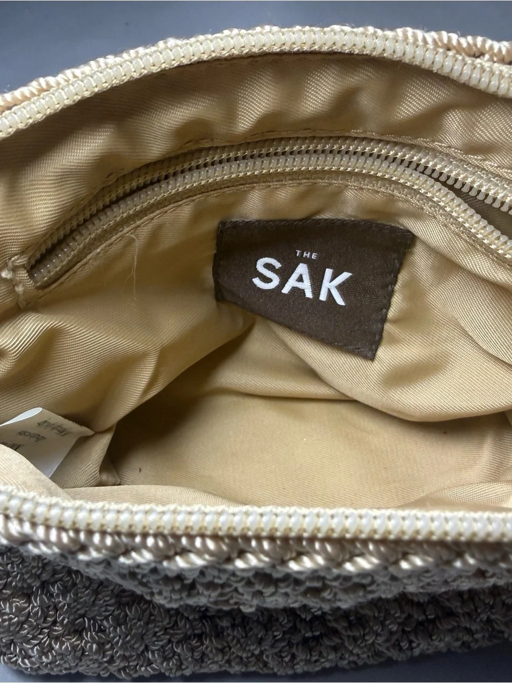 The Sak Beige Crochet Hobo Shoulder Bag with Matching Pouch